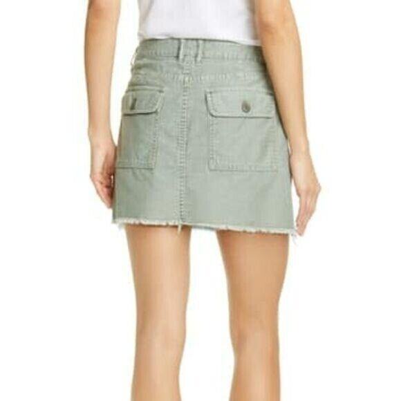Frame Le Mini Cargo Mix Cotton Fray Hem Denim Skirt in Canteburry NEW Women's 27 - Picture 3 of 10